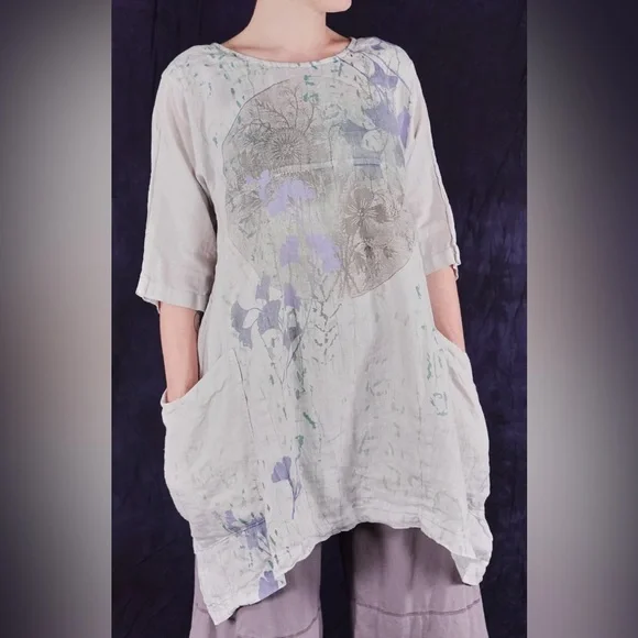 Blue Fish Linen Urchin Tunic in Pearl Smoke - Picture 4 of 6